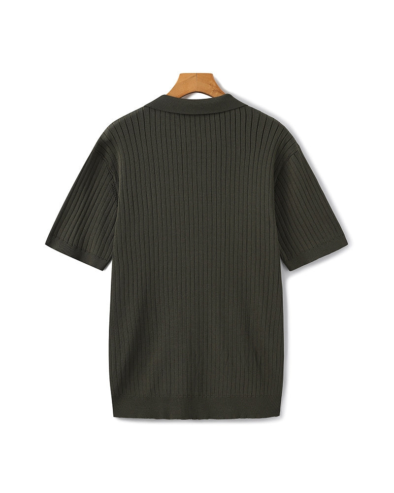 Premium polo in rib knit