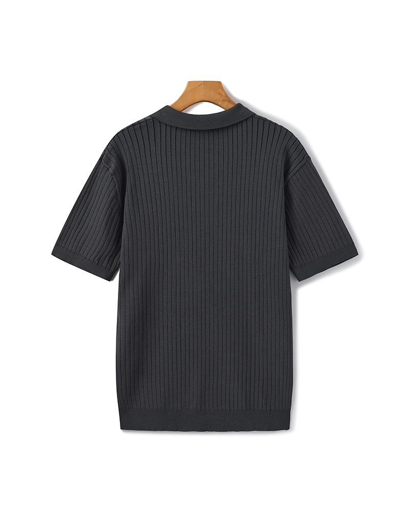 Premium polo in rib knit