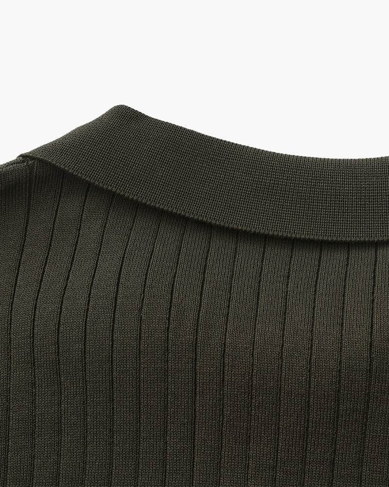Premium polo in rib knit