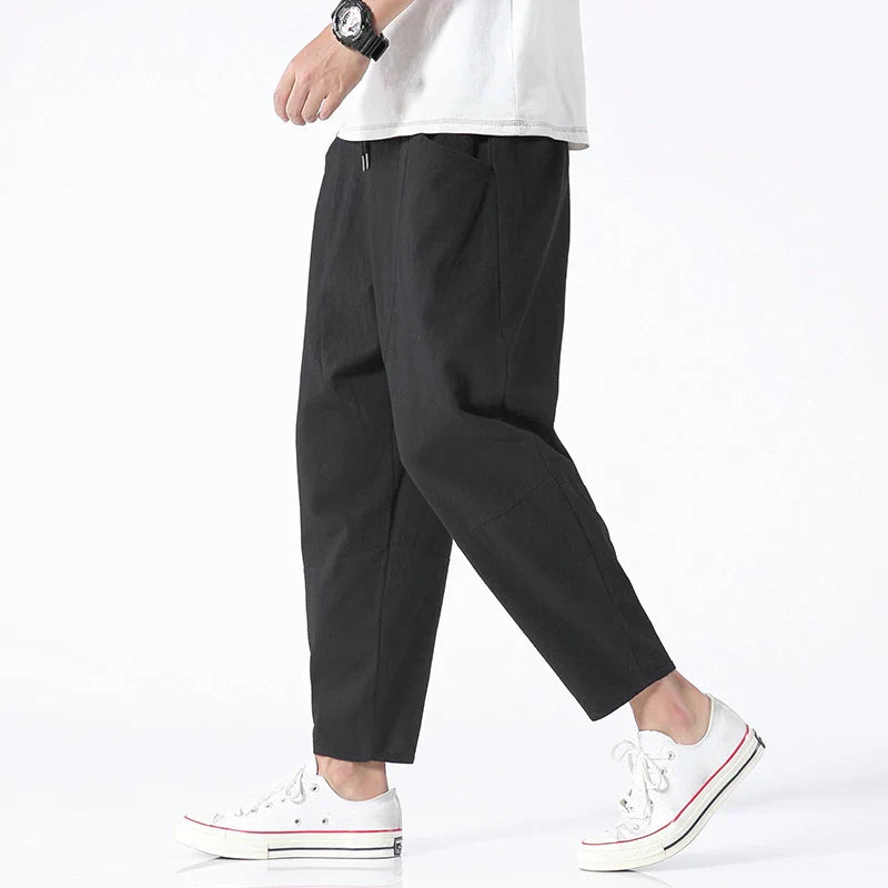 Shortened Kyoto linen trousers