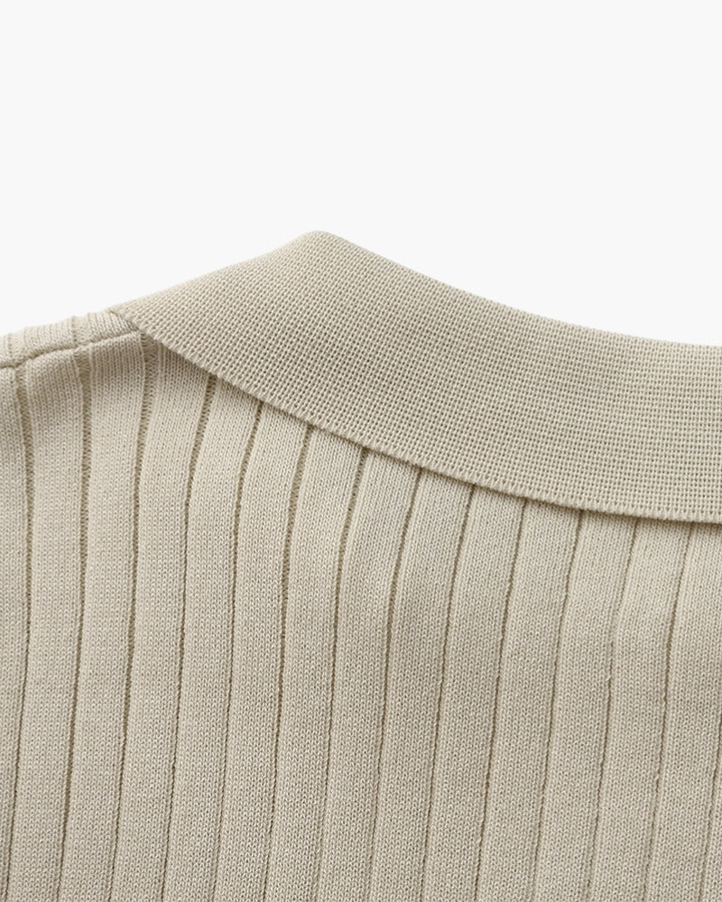 Premium polo in rib knit