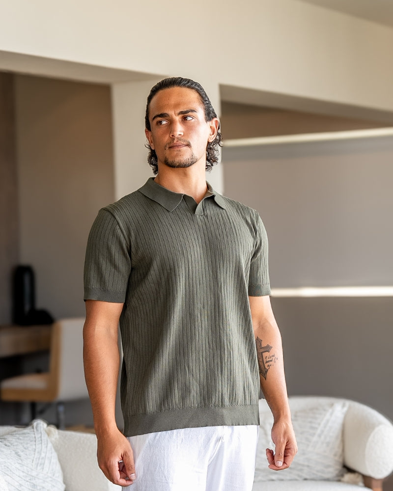 Premium polo in rib knit