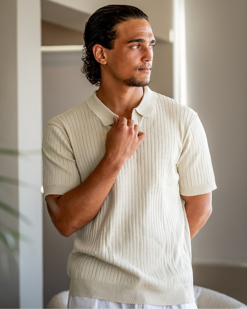 Premium polo in rib knit