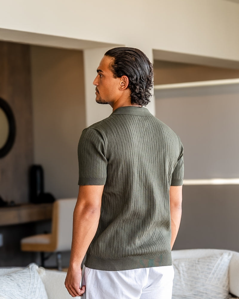 Premium polo in rib knit