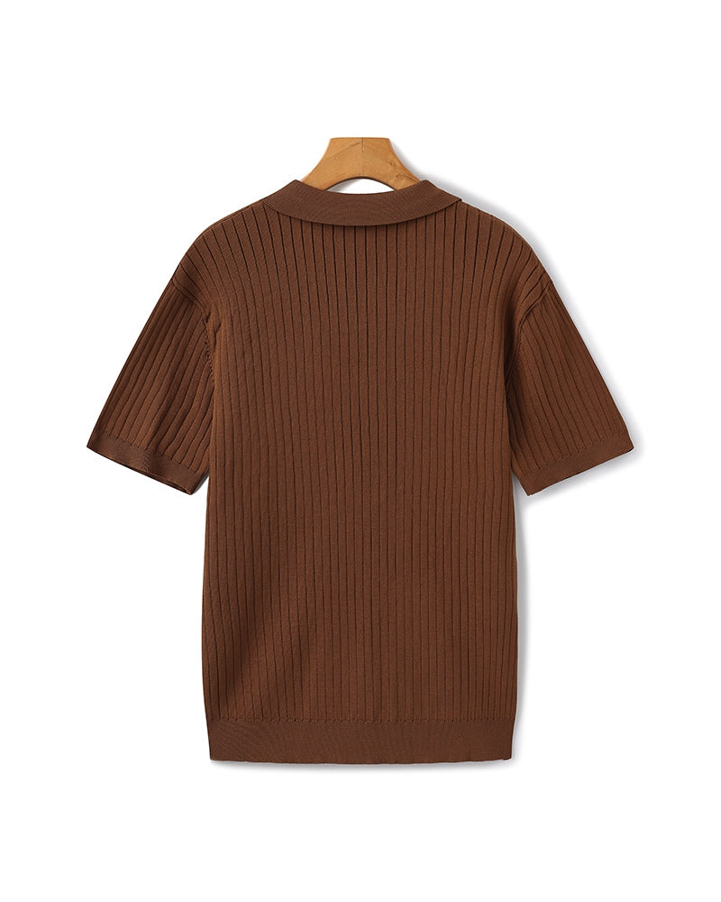 Premium polo in rib knit