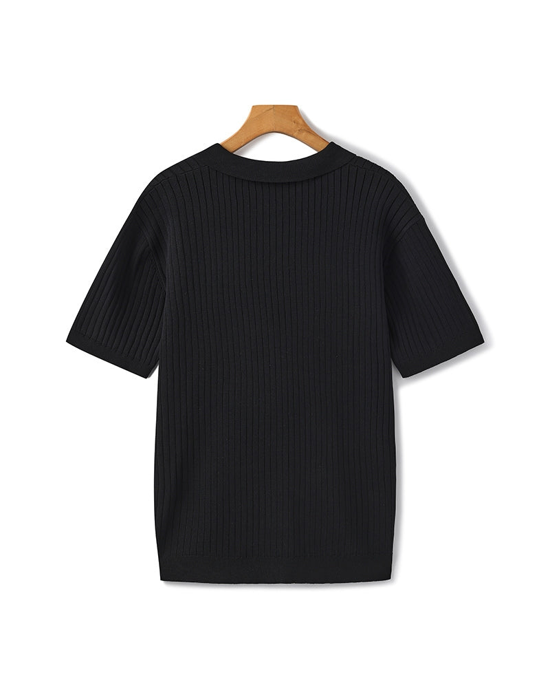 Premium polo in rib knit