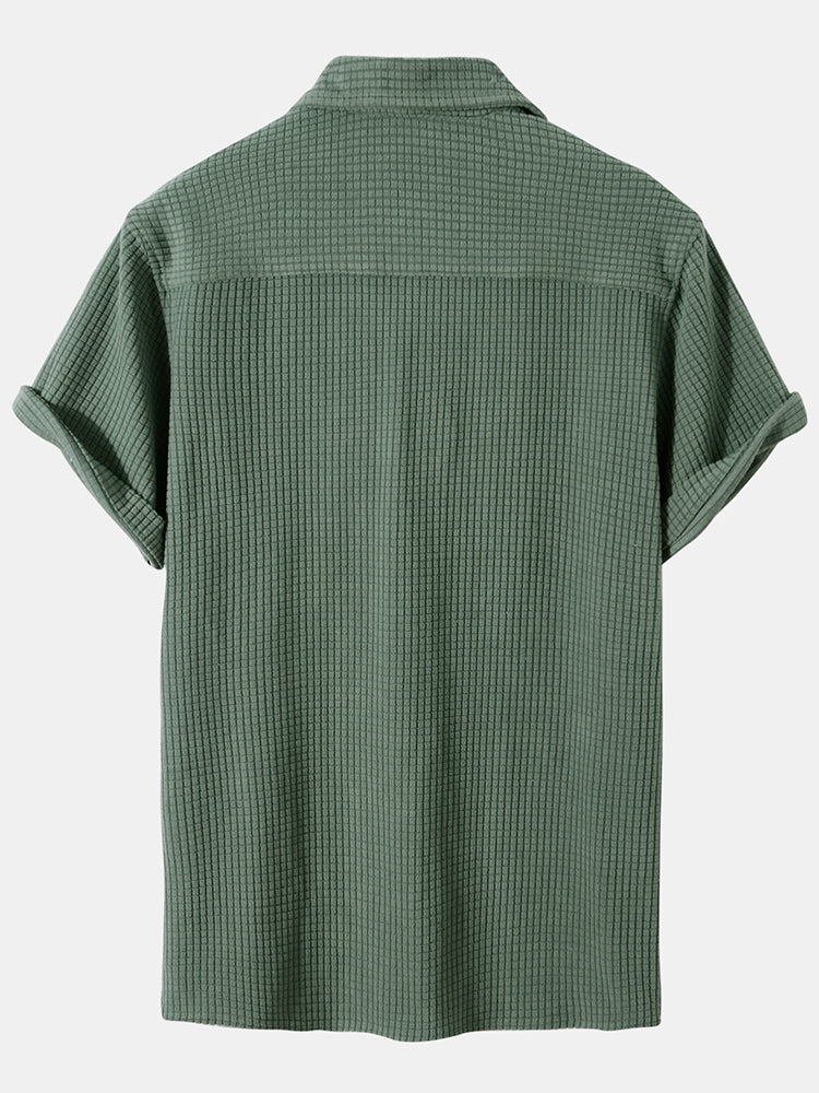 Henley overhemden met wafel revers Hoooyi