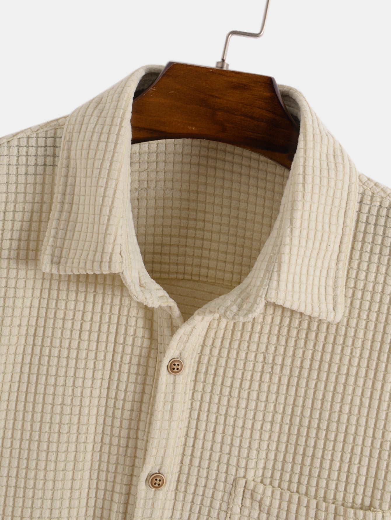 Henley overhemden met wafel revers Hoooyi