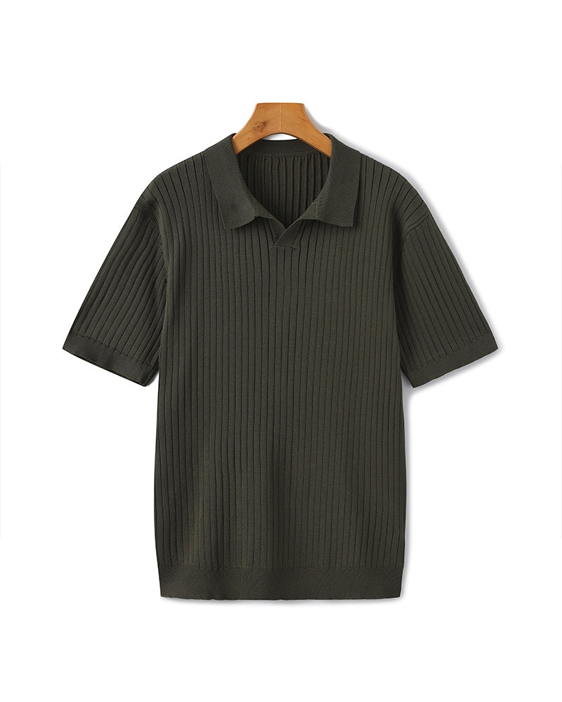 Premium polo in rib knit