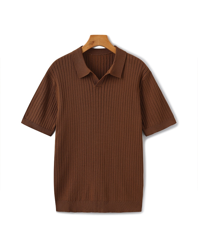 Premium polo in rib knit