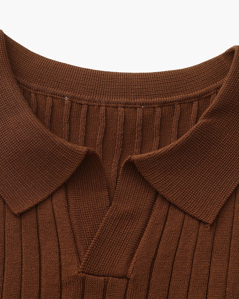 Premium polo in rib knit