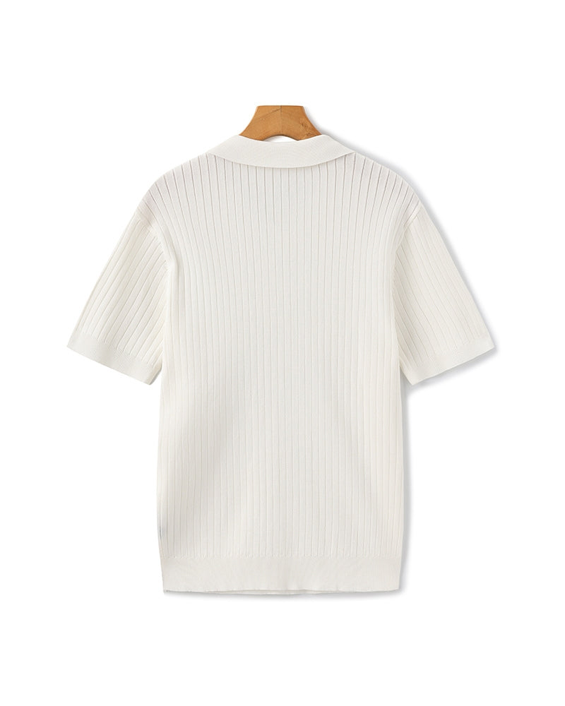 Premium polo in rib knit