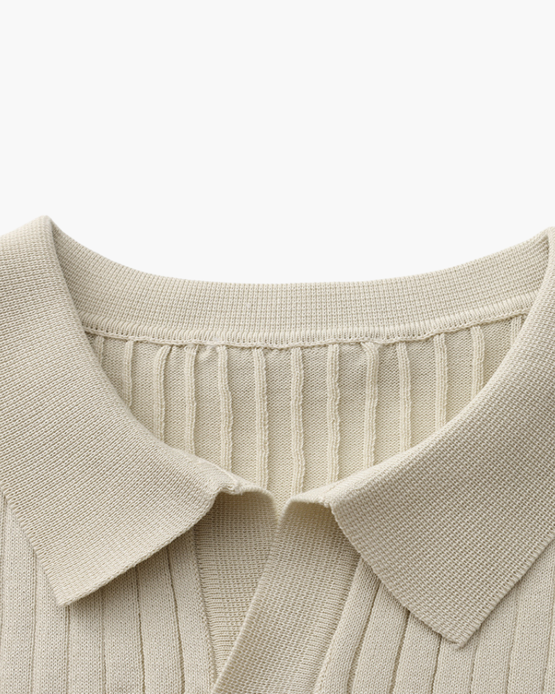 Premium polo in rib knit