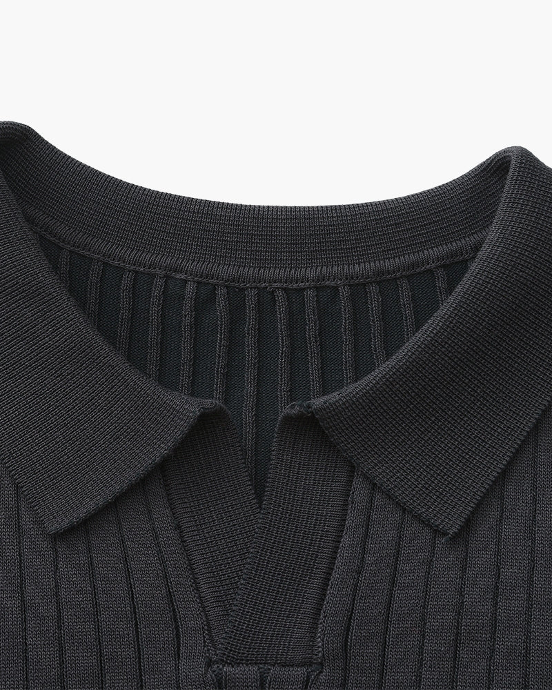 Premium polo in rib knit