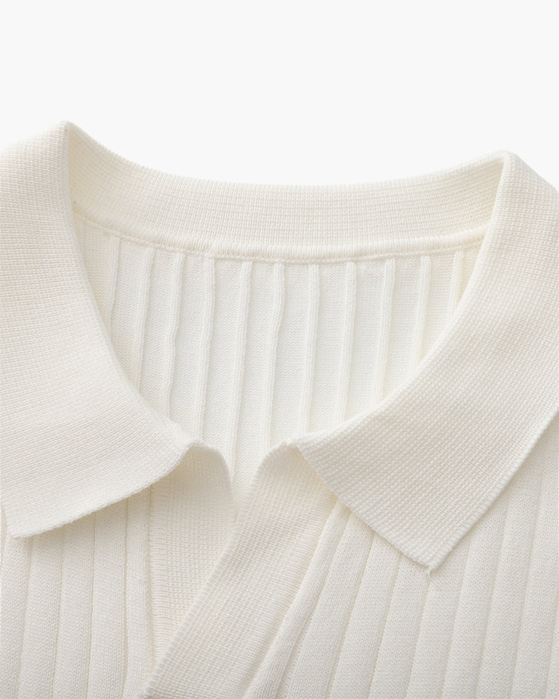 Premium polo in rib knit