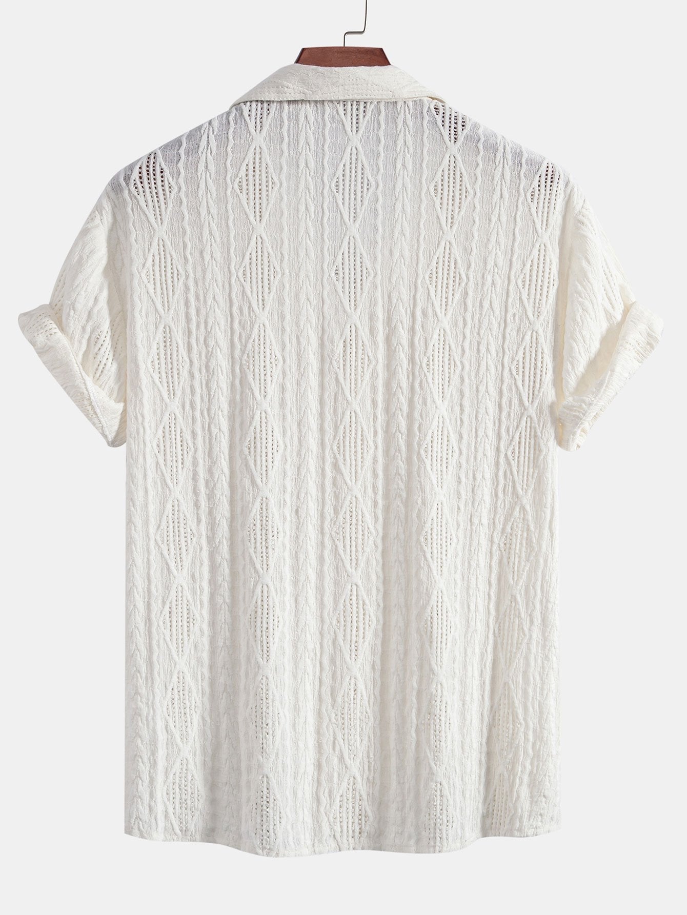 Cubaans overhemd in geometrische jacquard