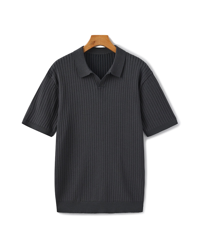 Premium polo in rib knit