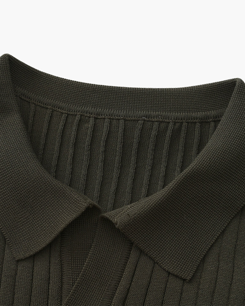 Premium polo in rib knit